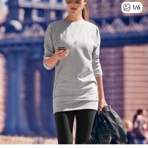 Athleta Salinas Grey Long Sleeve Mini Sweatshirt Dress